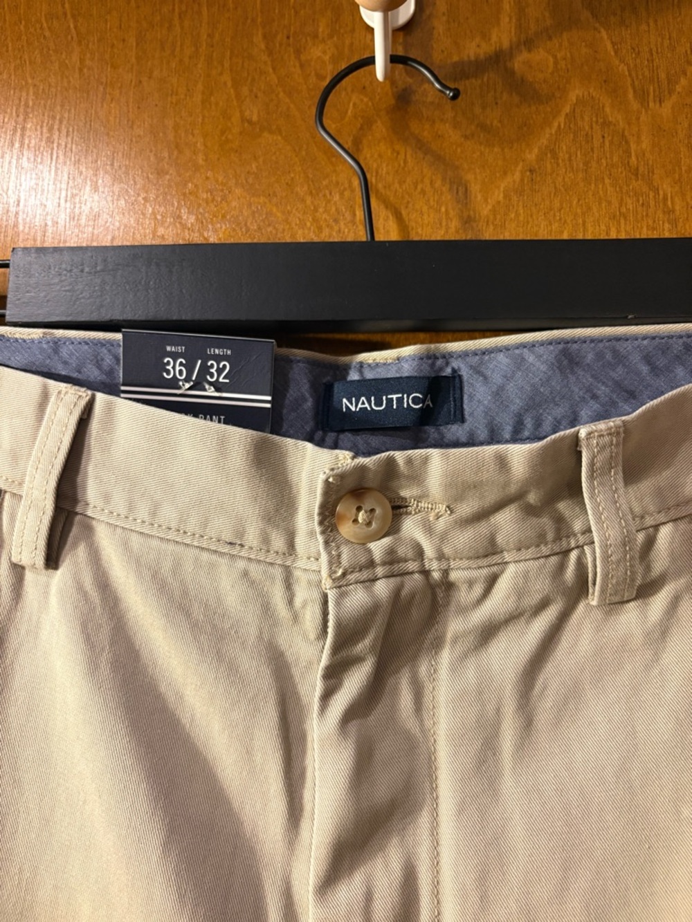 Nautica Men’s Tan Flat-Front Chinos